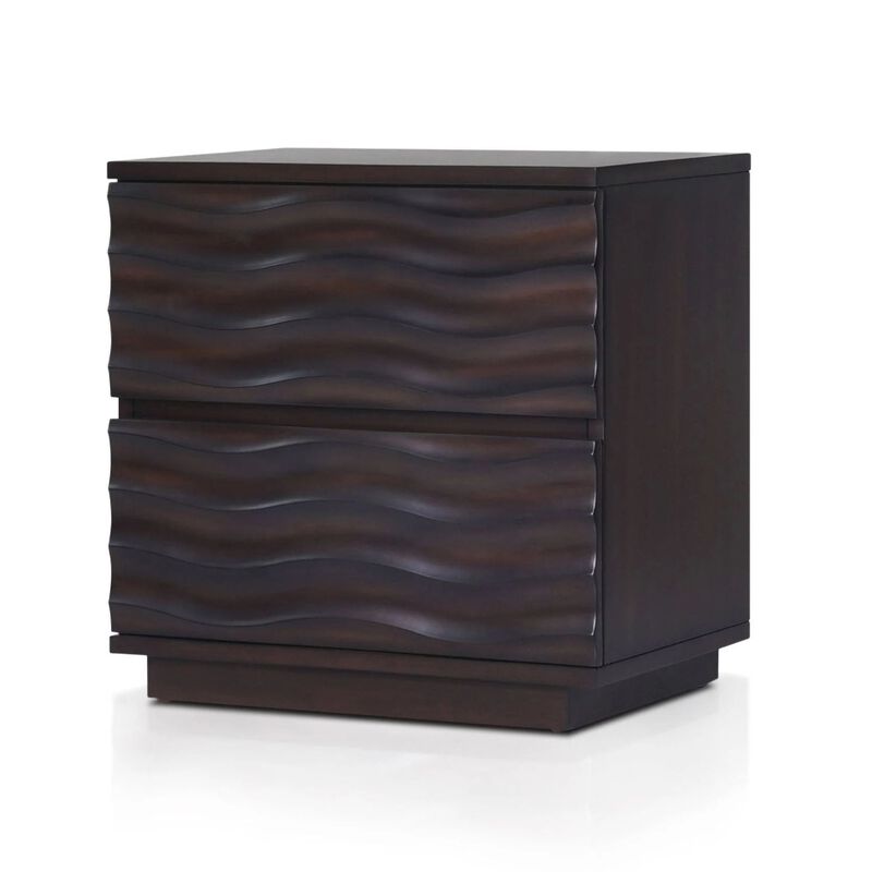 Roa Modern Nightstand, 2 Soft Closing Drawers, Antique Brown image number 4