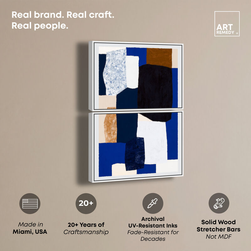Deep Navy Abstract Canvas Print by Art Remedy image number 2