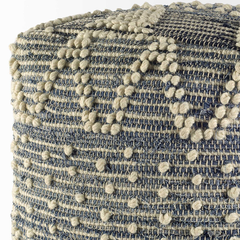 Handwoven Geometric Pouf Ottoman – Versatile Footrest or Seat