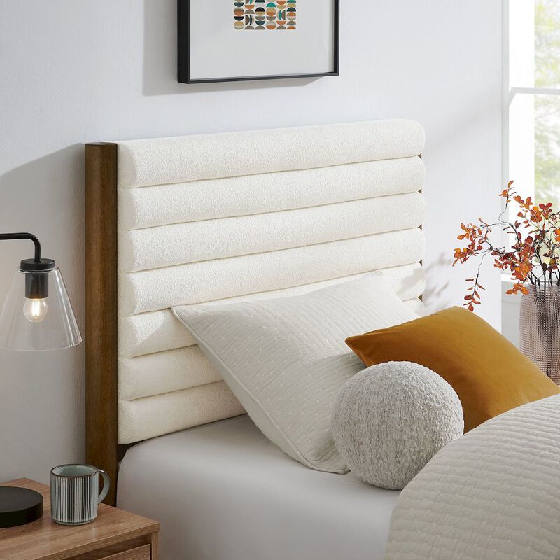 Olea Channel Tufted Boucle Solid Wood Twin Platform Bed image number 9