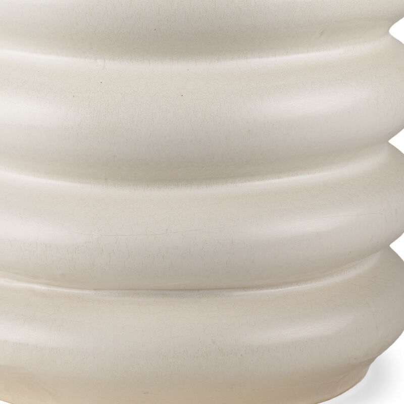 HomeRoots 14" Cream Cylinder Ceramic Table Vase image number 2