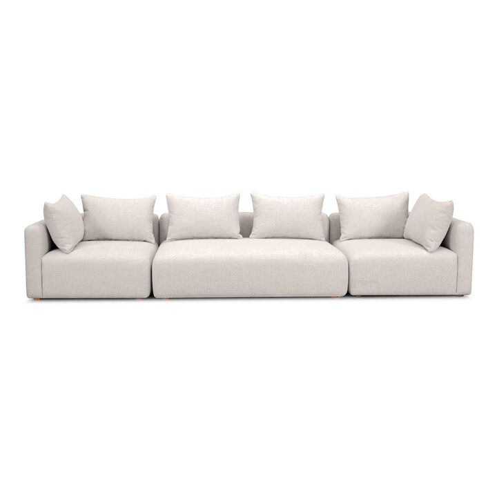 Hangover Cream Heavy Textured Fabric 145" Long Sofa
