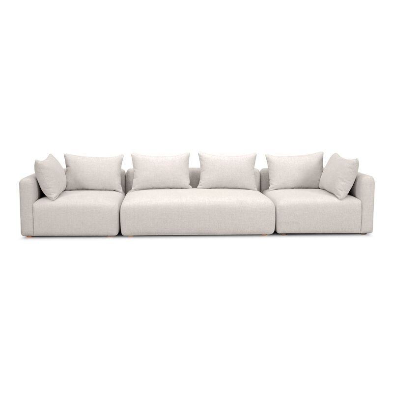 Hangover Cream Heavy Textured Fabric 145" Long Sofa image number 1