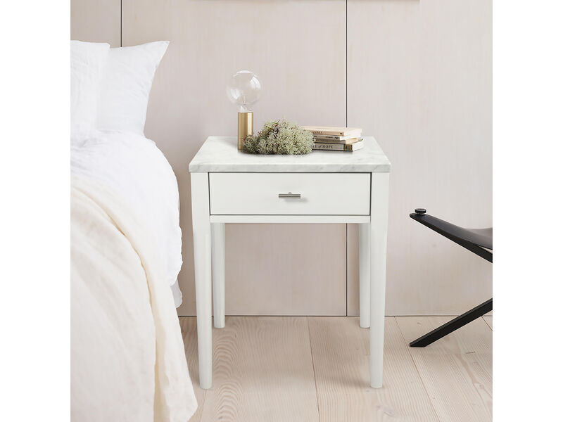 Alto 18" Square Italian Carrara White Marble Side Table with Legs image number 6