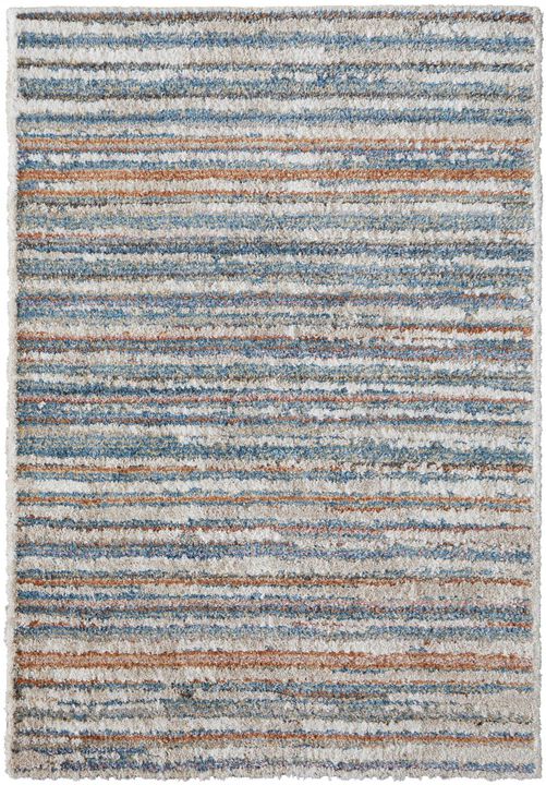 HomeRoots 8' X 10' Ivory and Blue Striped Power Loom Area Rug