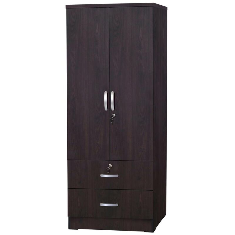 Better Home Products Grace Wood 2-Door Wardrobe Armoire with 2-Drawers Tobacco