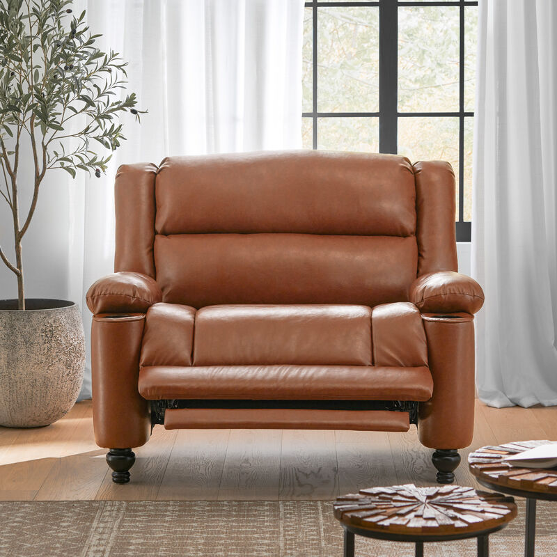Merax Oversized Faux Leather Recliner with Dual Armrest Cup Holders & Adjustable Recline image number 2