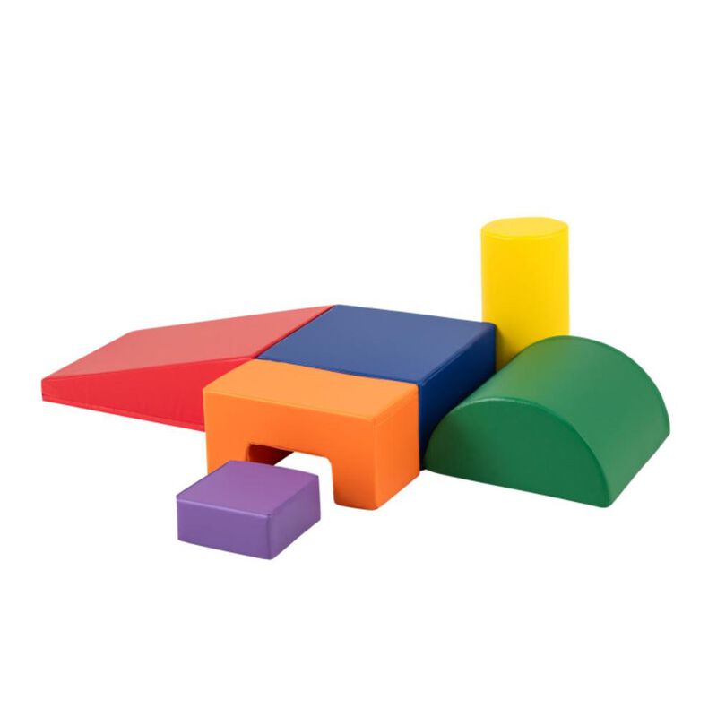 Hivvago 6 Pieces Foam Climbing Blocks Indoor Climb and Crawl Activity Playset with Rectangles