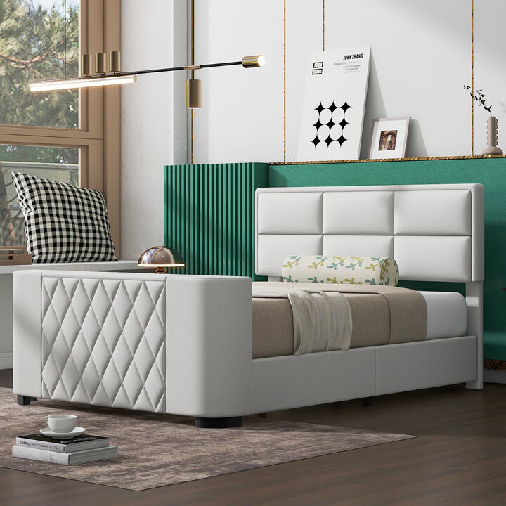 Merax Contemporary Upholstery TV Platform Bed Frame