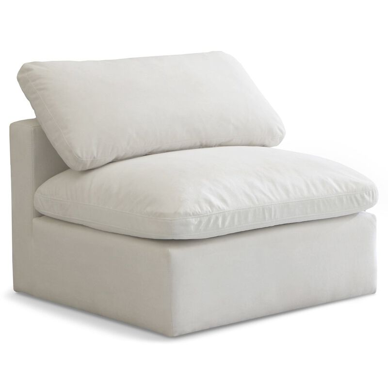 Meridian Furniture Plush Cream Velvet Standard Comfort Modular Armless Chair