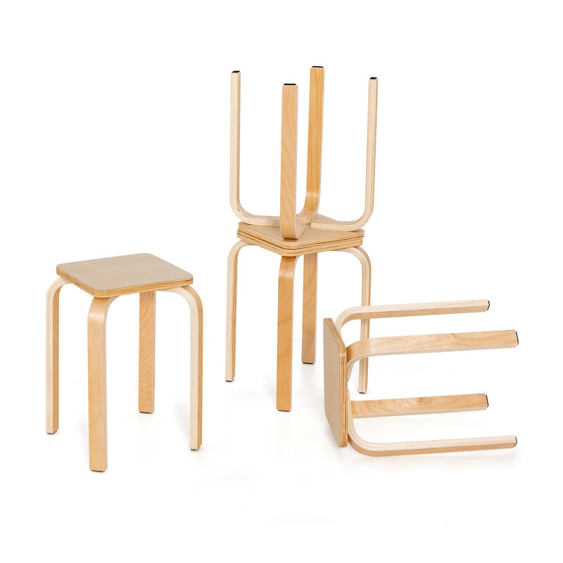 Stackable Stools Set of 4 with Square Top and Rounded Corners