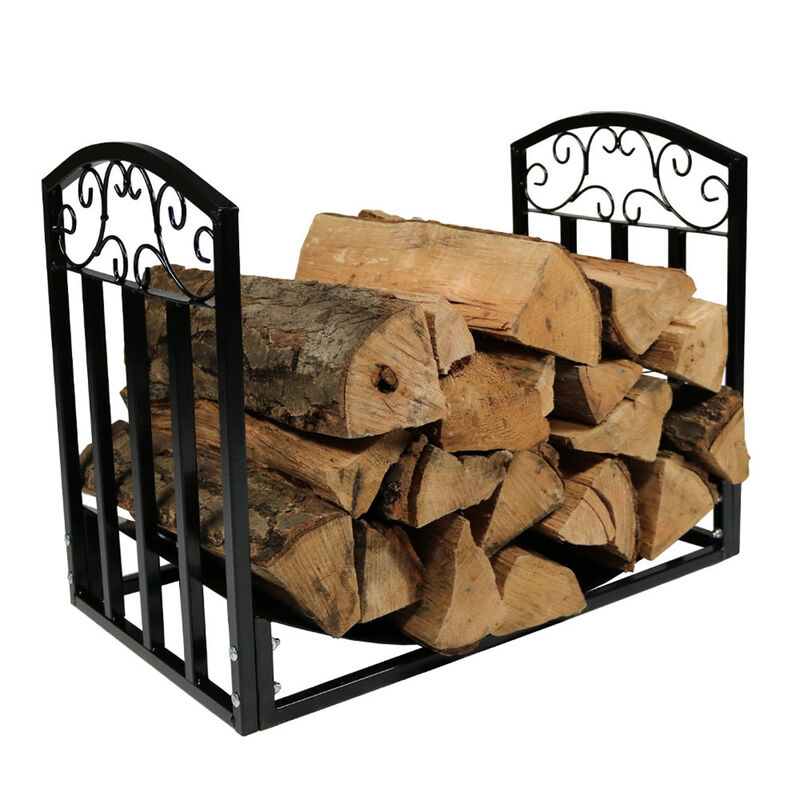 Sunnydaze 2 ft Designer Steel Firewood Log Rack - Black