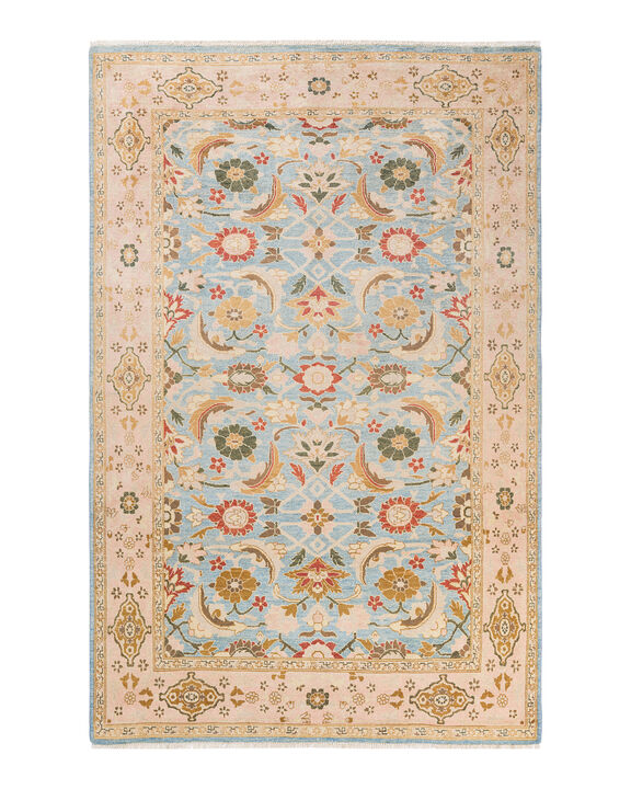 Eclectic, One-of-a-Kind Hand-Knotted Area Rug  - Light Blue, 6' 3" x 9' 4"