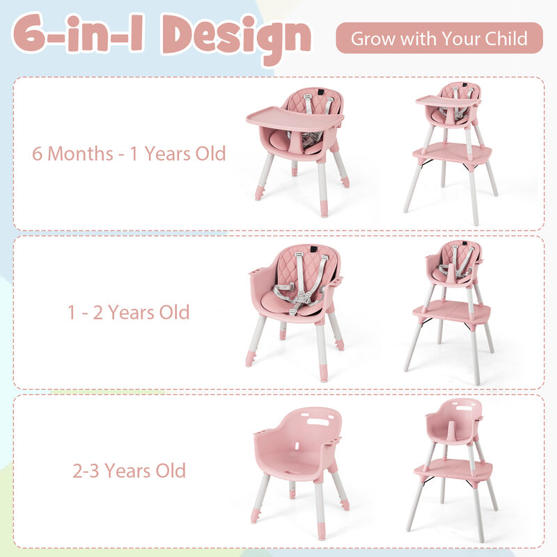 4-in-1 Kids Table Chair Set Convertible with Comfortable PU Cushion