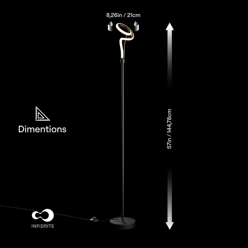 Modern Elegance 12W LED Floor Lamp 59 in 3000K Soft White - Loop Design in Matte Black and Rose Gold