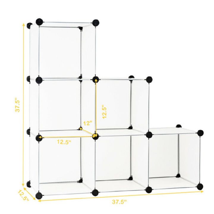 6 Cube Plastic Storage Organizer -White