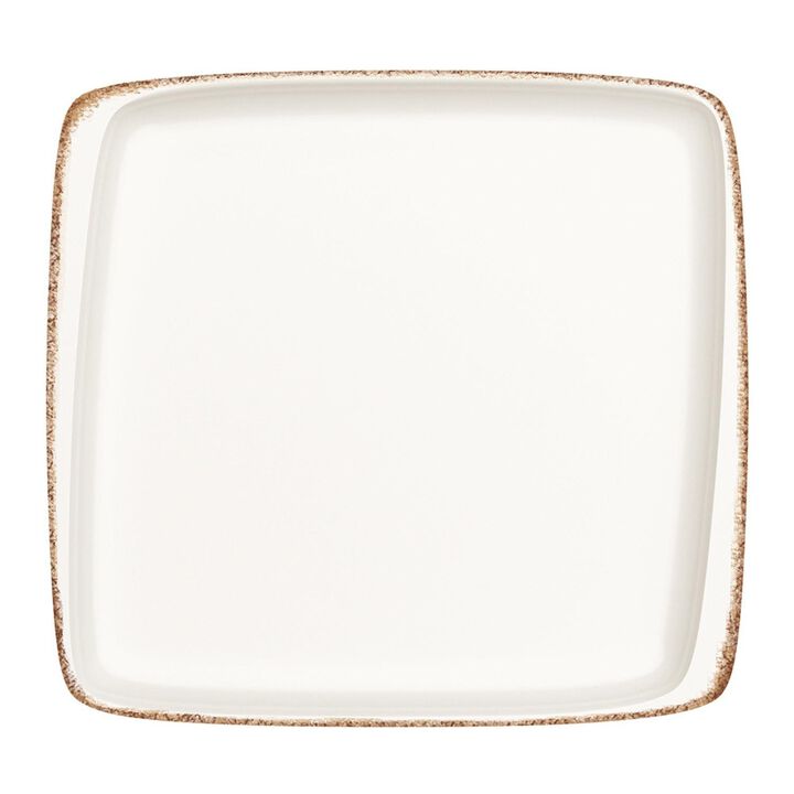 Retro 12.75" x 12" x h:0.75" Square Decorated Porcelain Platter