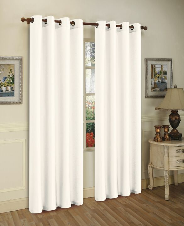 J&V TEXTILES Solid Grommet Faux Silk Window Curtain Drapes Treatment in 84" Length- Set of 2