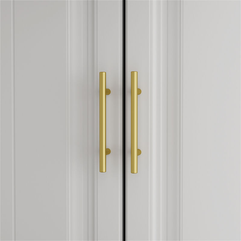 FUFU&GAGA Large Capacity Combined Wardrobe with Embossed Molded Doors, Multi-Functional Hidden Storage for Hanging and Folding Clothes, (144.9 in. W x 20.6 in. D x 93.9 in. H), White