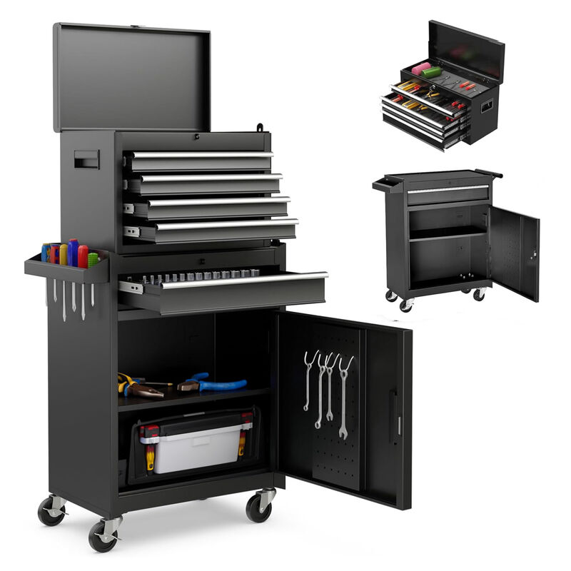 ELEMENT ACE 5-Drawer Rolling Tool Storage Cabinet with Detachable Top Tool Box, Lockable Wheels, Adjustable Shelf, Locking Mechanism and 154 Included Tools for Garage Workshop image number 7