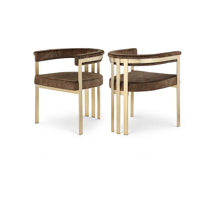 Meridian Furniture Marcello Brown Velvet Dining Chair, Set of 2