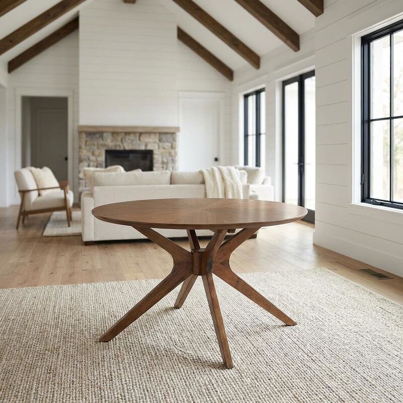 Round Wooden Coffee Table with Modern Design and Durable Build image number 3