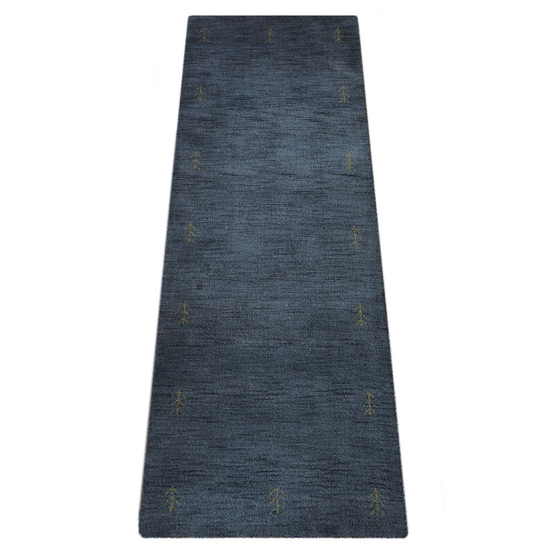 Rugsotic Carpets Hand Knotted Loom Wool 2'6''x10' Runner Area Rug Contemporary Light Blue L00226