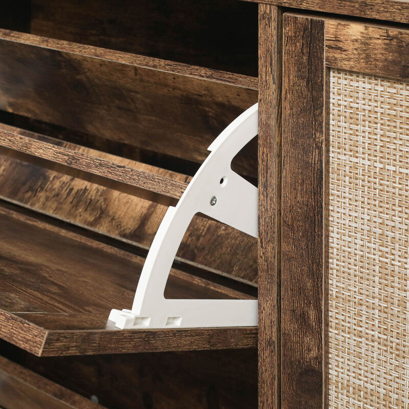 4 Door Shoe Rack, Freestanding Modern Shoe Storage Cabinet, for Entryway,Gray