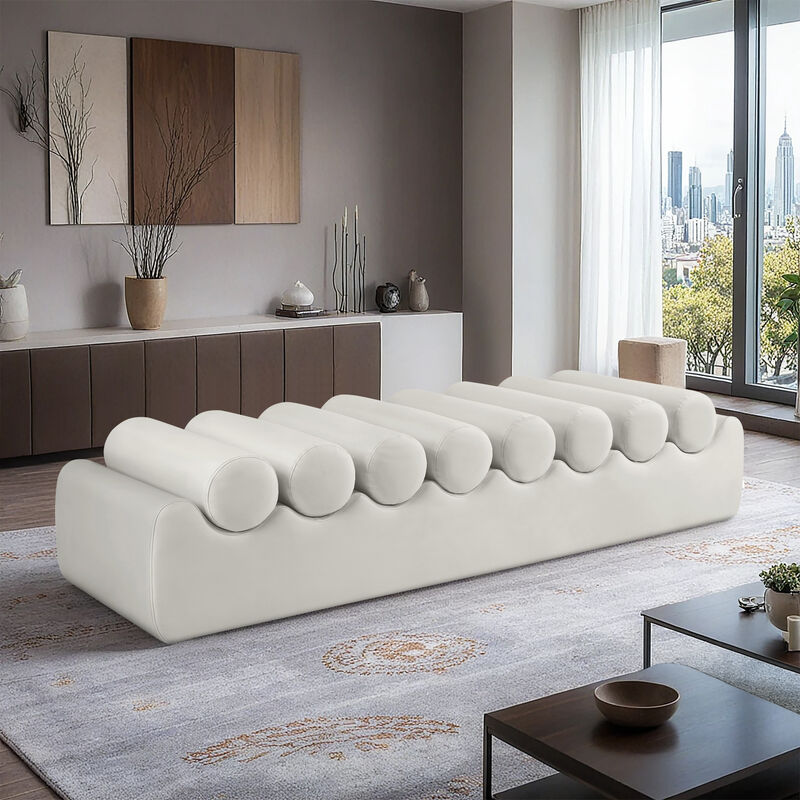 Meridian Furniture Rumble Cream Vegan Leather Bench