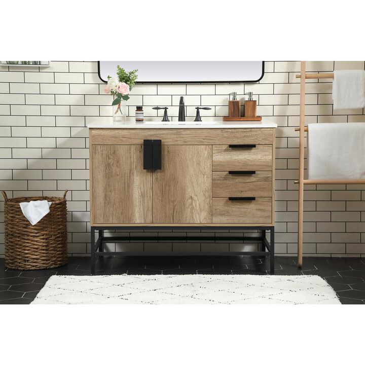 Elegant Kitchen and Bath 42 inch Single bathroom vanity in natural oak