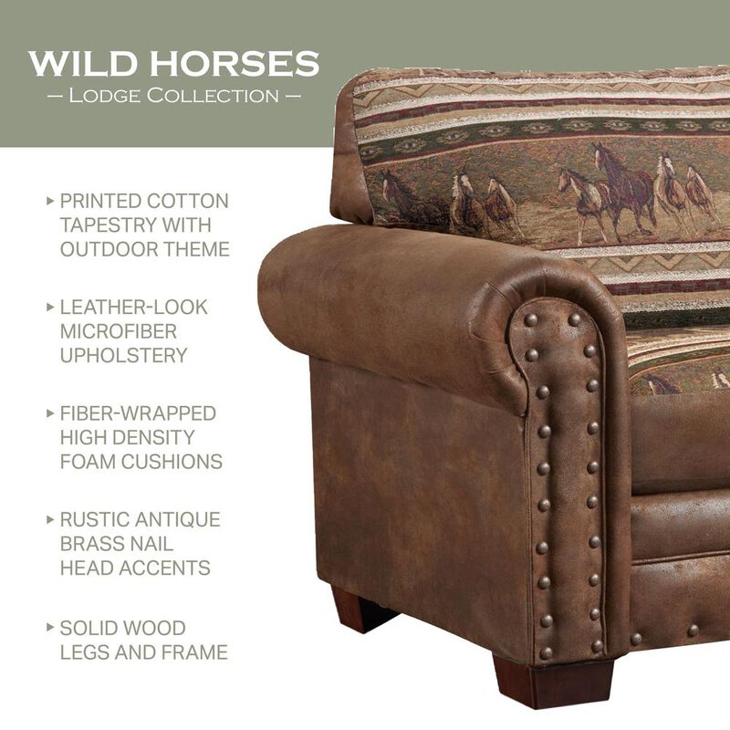 American Furniture Classics Wild Horses Armchairs with Matching Ottoman