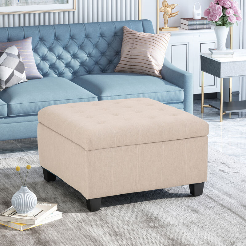 Streamdale Chic Waffle-Stitch Storage Ottoman Unclutter in Style image number 1
