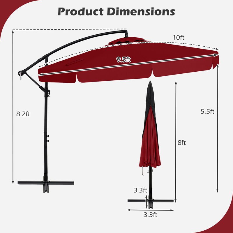 Patio Cantilever Umbrella with Cover &ndash; Tilt Adjustment & Decorative Ruffled Edge