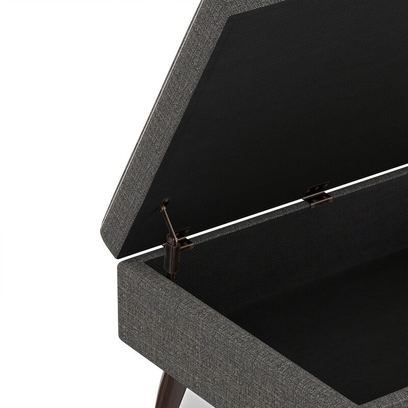 Owen 34 inch Wide Mid Century Modern Rectangle Coffee Table Storage Ottoman in Ebony Tweed Look Fabric, Assembled image number 5