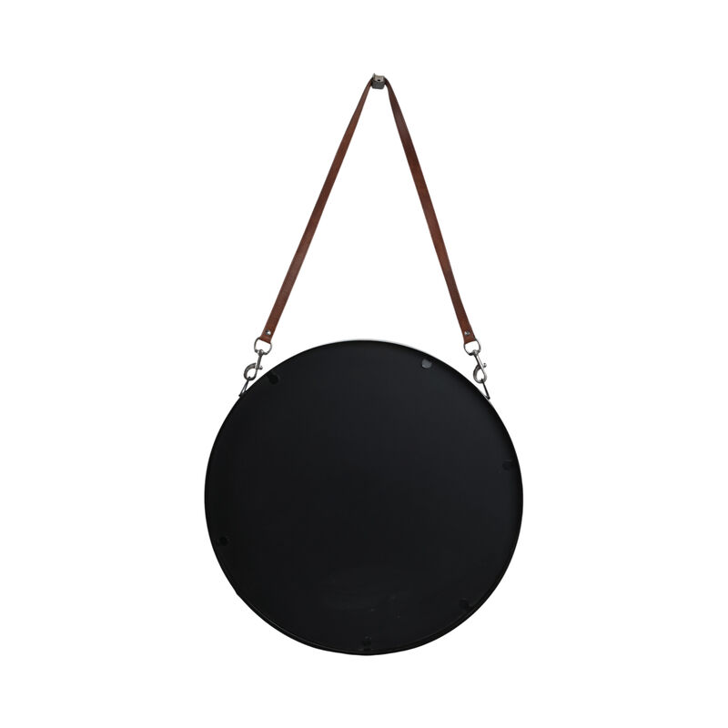 28" Round Mirror W/ Leather Strap, Black image number 5