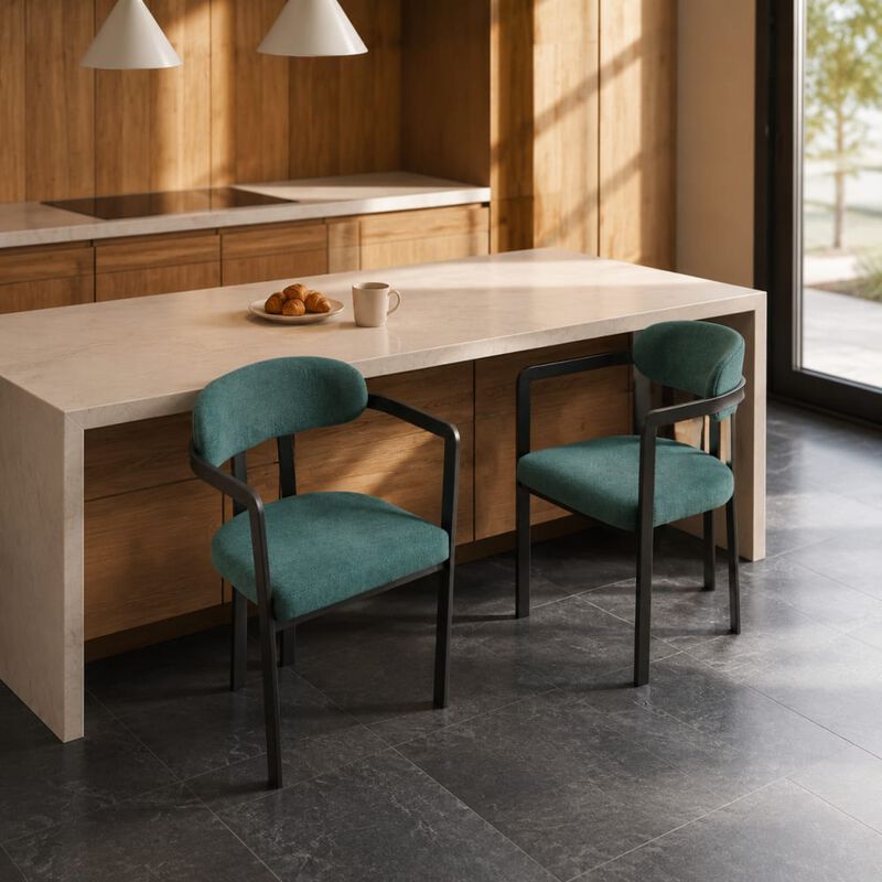 GOODSILO Mid-Century Upholstered Dining Chairs Set of 2, Ergonomic Seating for Kitchen Dining Space with Durable Build image number 2