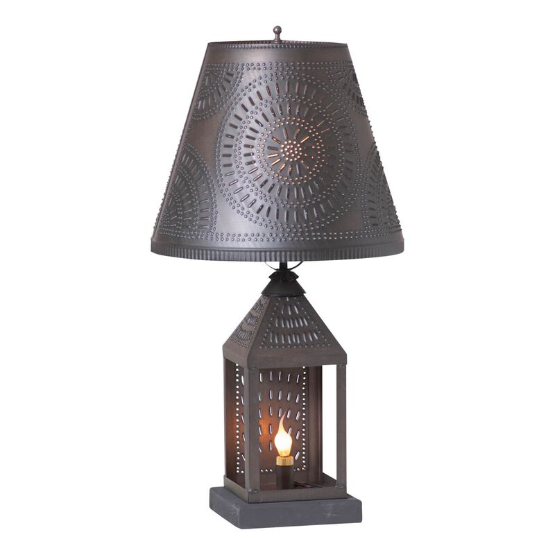 Irvins Country Tinware Valley Forge Lamp In Kettle Black With Shade image number 0