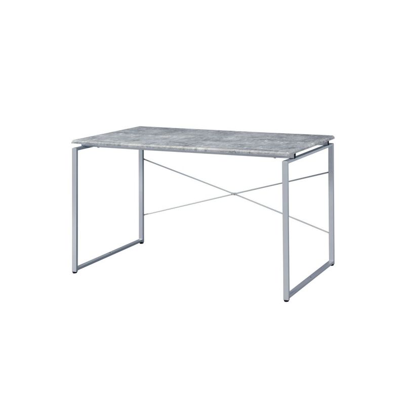 Jurgen Desk, Faux Concrete & Silver 92905