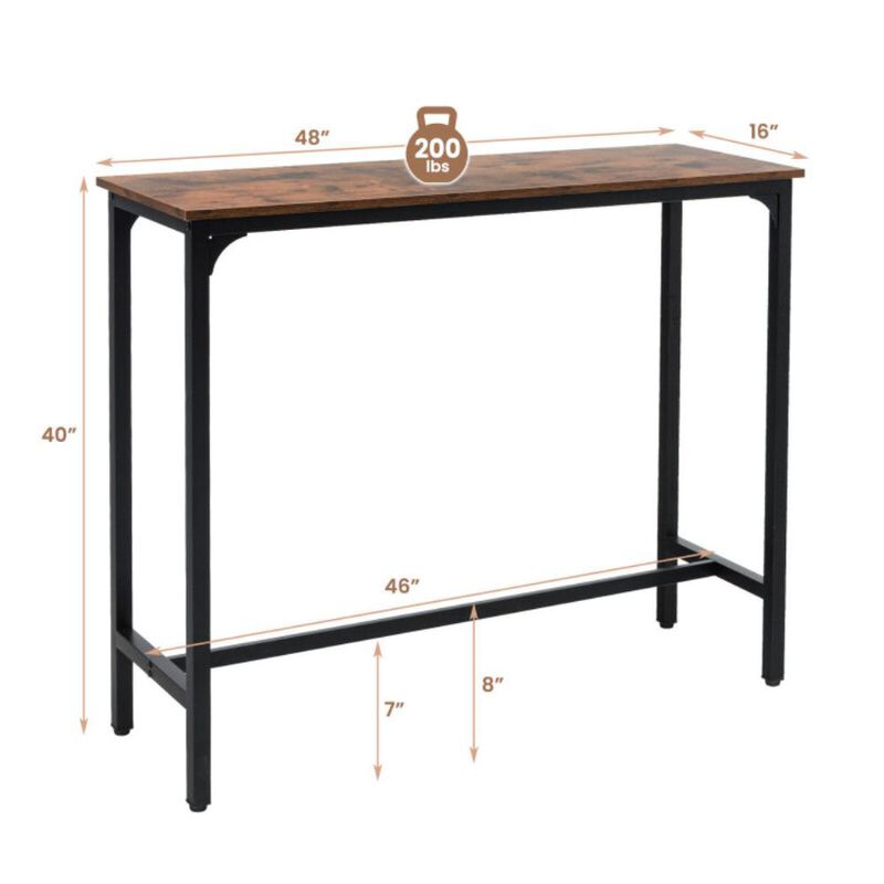 Hivvago 48 Inch Industrial Pub Dining Table with Steel Frame