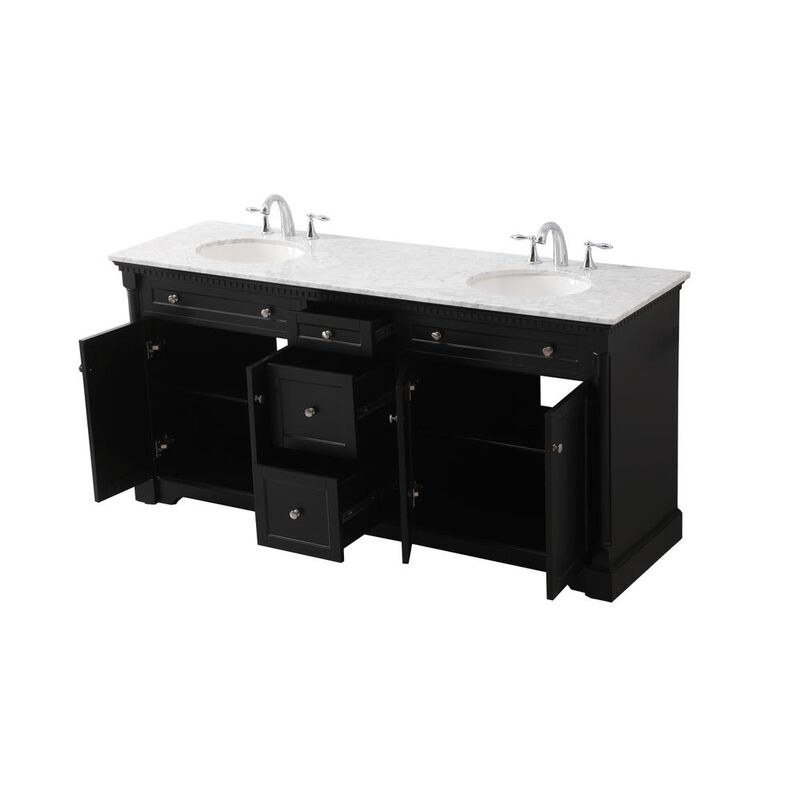 Elegant Kitchen and Bath 72 inch double bathroom vanity set in black