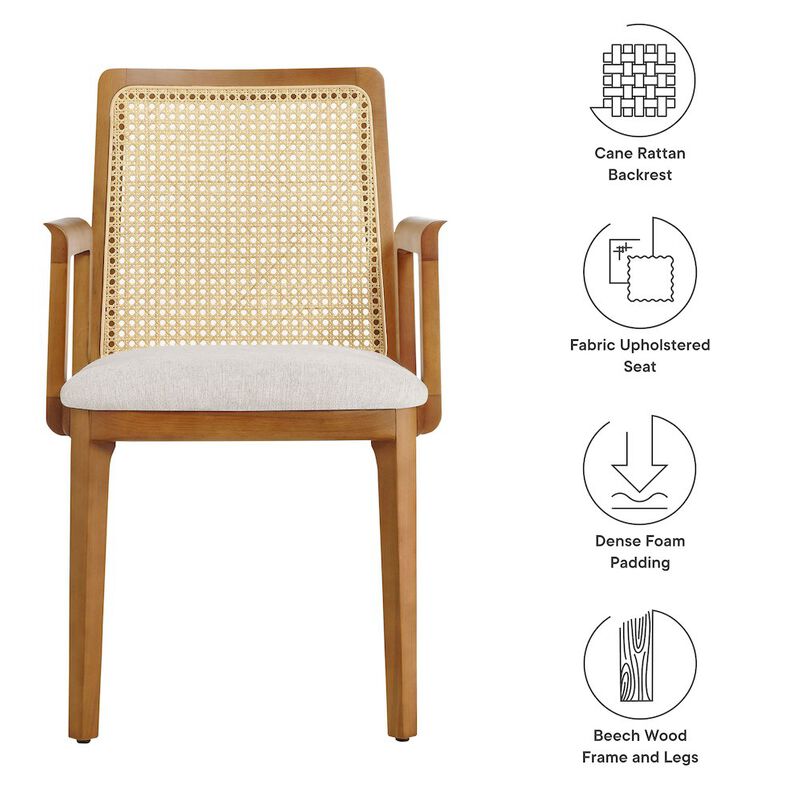 Monarch Wood and Rattan Dining Armchair image number 1