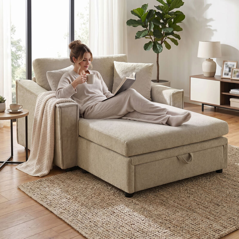 Velvet Oversized Chaise Sofa image number 1