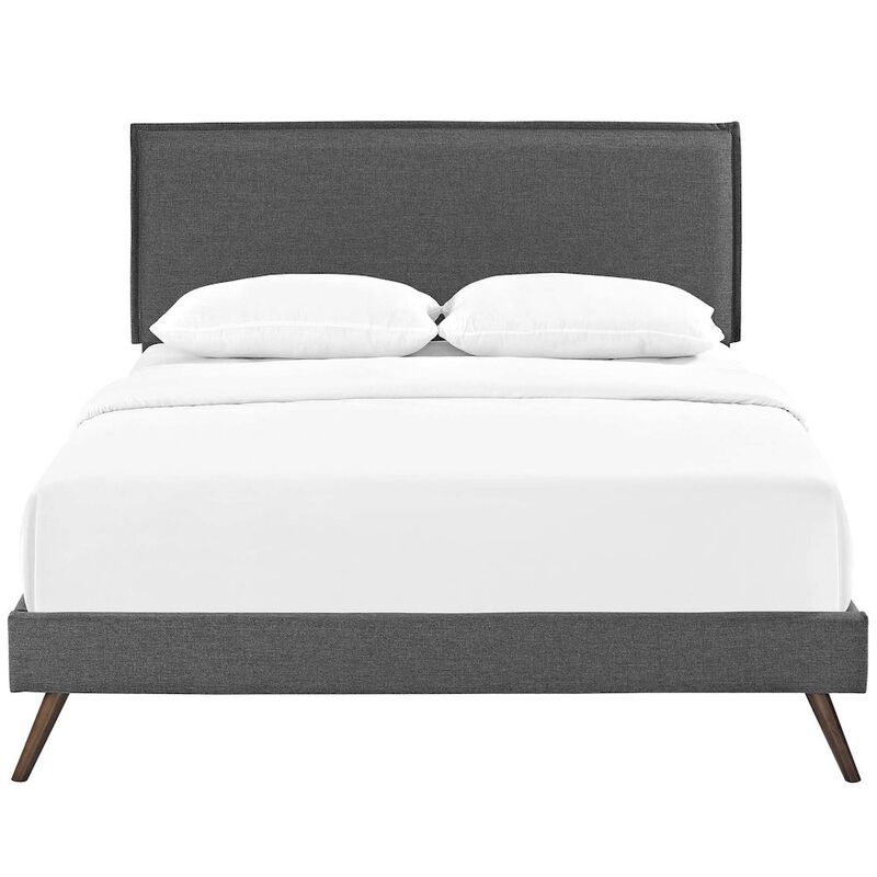 Amaris Fabric Queen Platform Bed with Round Splayed Legs image number 3