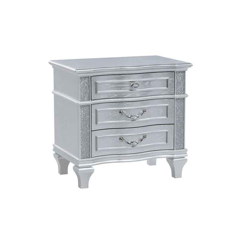 Mystic Glam Nightstand with 3 Drawers, Crystal Accents and Velvet-Lined Drawer image number 4
