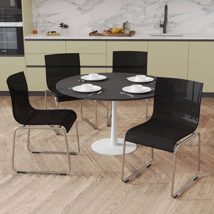 LeisureMod Lima Modern Acrylic Chair Set of 4 with Molded Seat and Chrome Legs, Stylish and Durable Design for Kitchen, Dining Room, Office, or Lounge