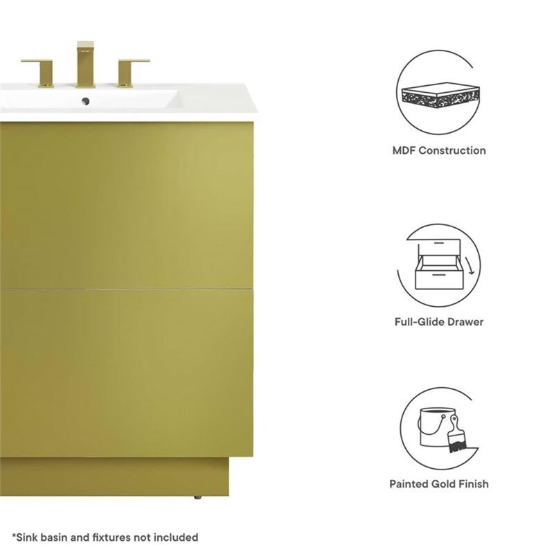 Modway Quantum Modern 30" Bathroom Vanity in Gold - Sink Basin Not Included image number 8