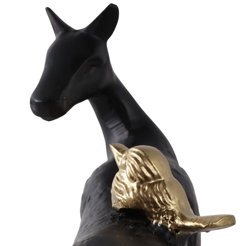 10x8" Bird Perched On Horses Back, Black/ Gold image number 4