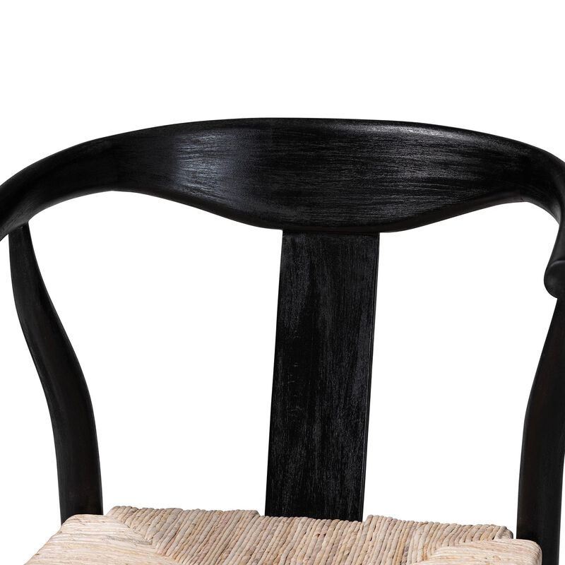 bali & pari Fika Wishbone Counter Stool with Handwoven Seagrass Seat - Mahogany Wood Frame Counter Height Seating for Kitchen Island or Dining Area, Black image number 4