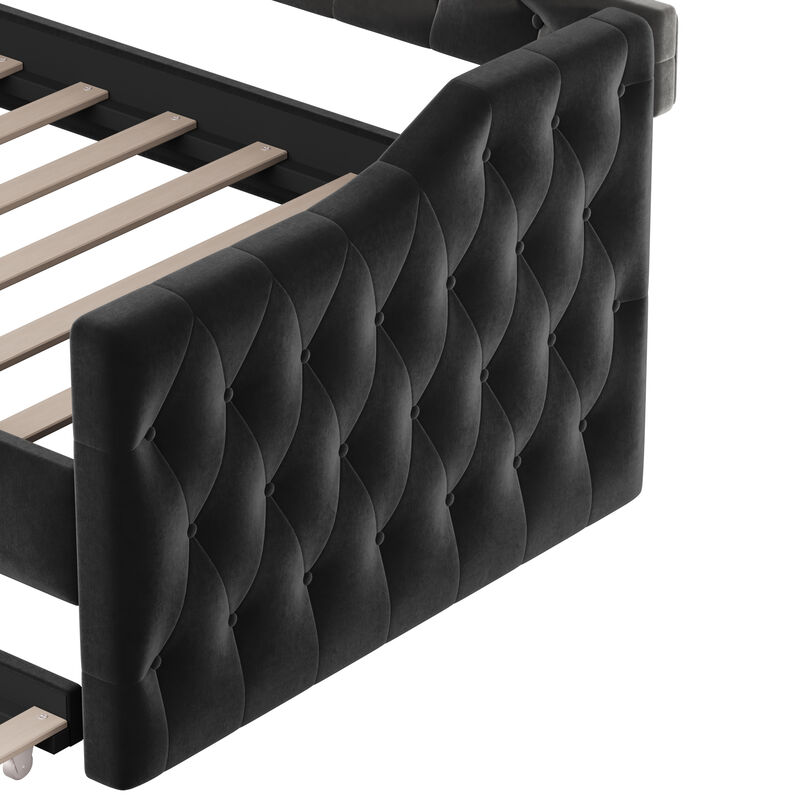Merax Tufted Upholstered Daybed with Trundle
