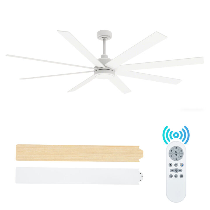 Garvee Modern 8-Blade Ceiling Fan with Light and Remote | Quiet Sleek White Metal Fan for Bedroom & Living Room